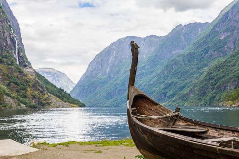 Viking ship on the riverbank