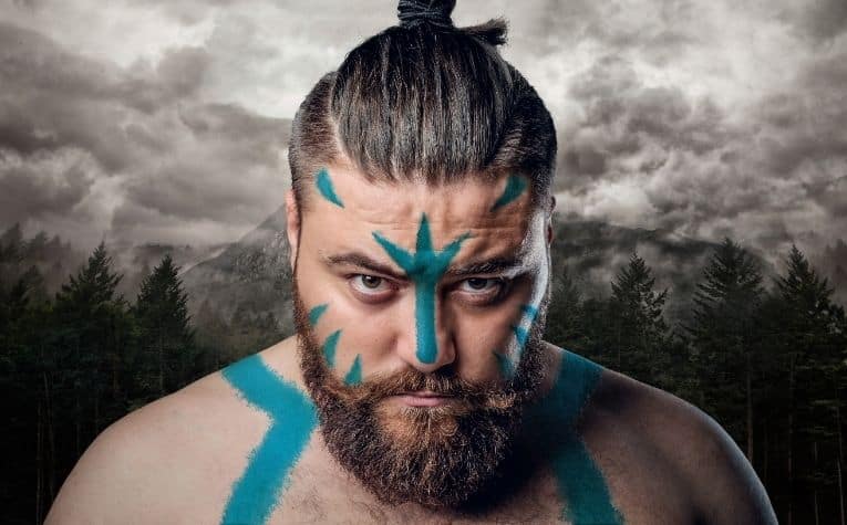 Viking man blue face paint