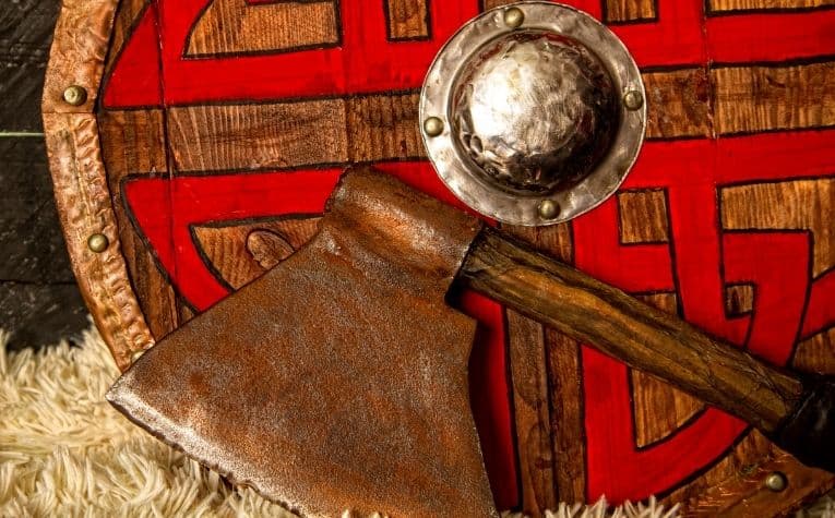 Viking axe and shield