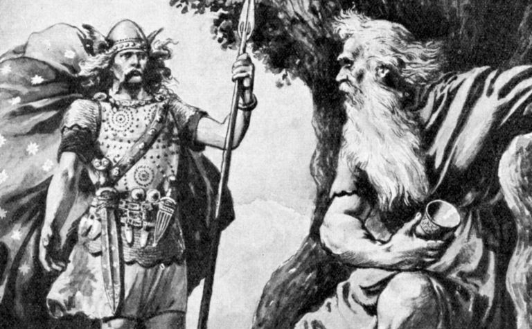 Odin and Mimir Norse gods